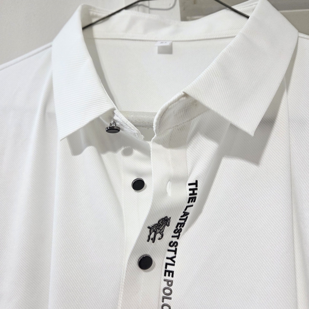 Men's Medium Sleek, Contemporary White Polo Shirt Perfect For Any Occasion